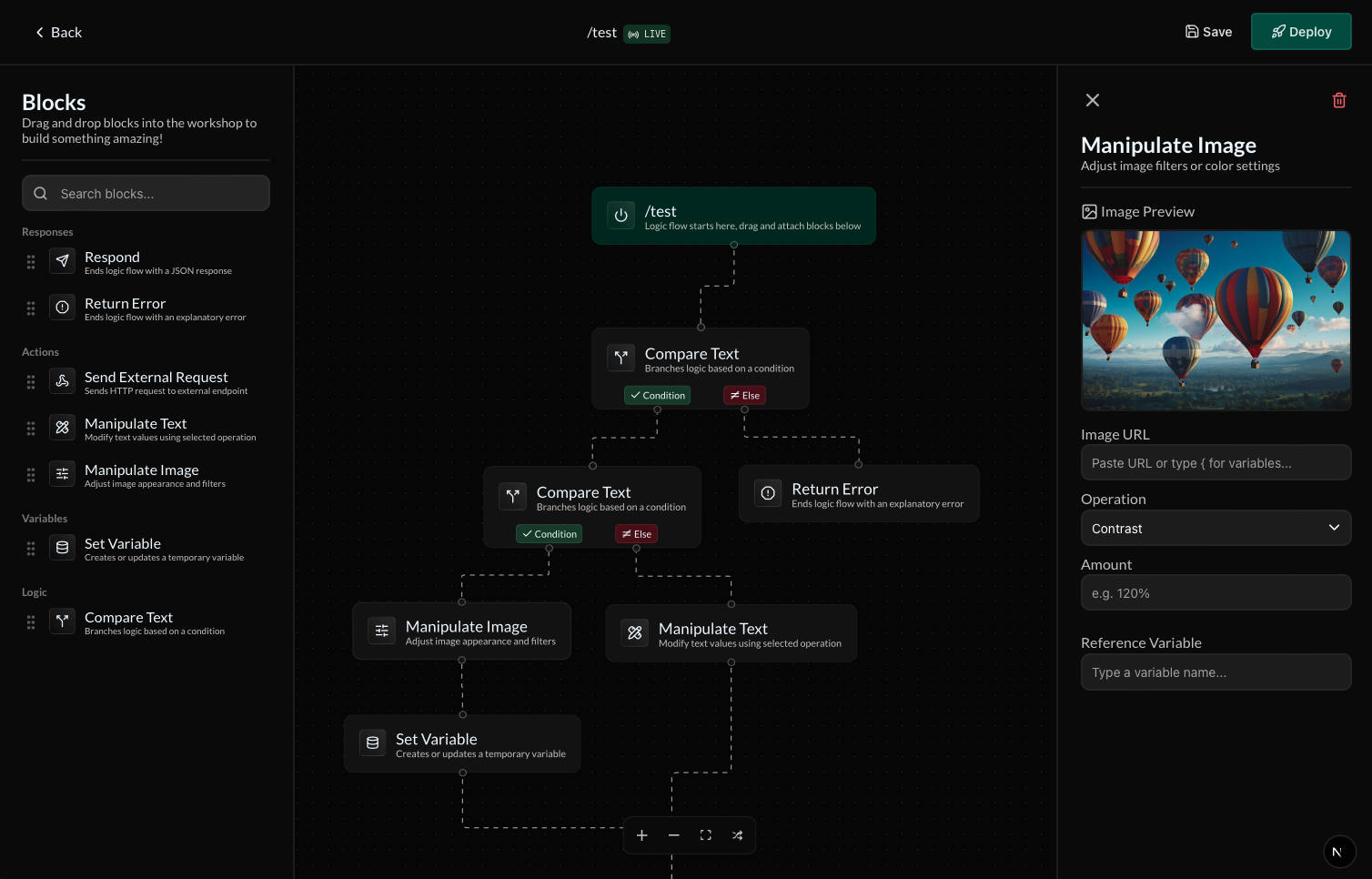 Demonstrative screenshot of Avicenna'visual API workshop